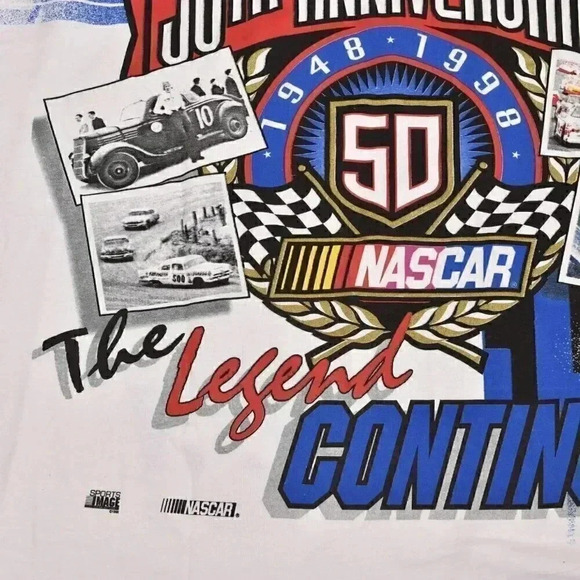 Vintage 1998 Nascar T-Shirt 50th Anniversary The Legend Continues AOP Size XL - Picture 6 of 10